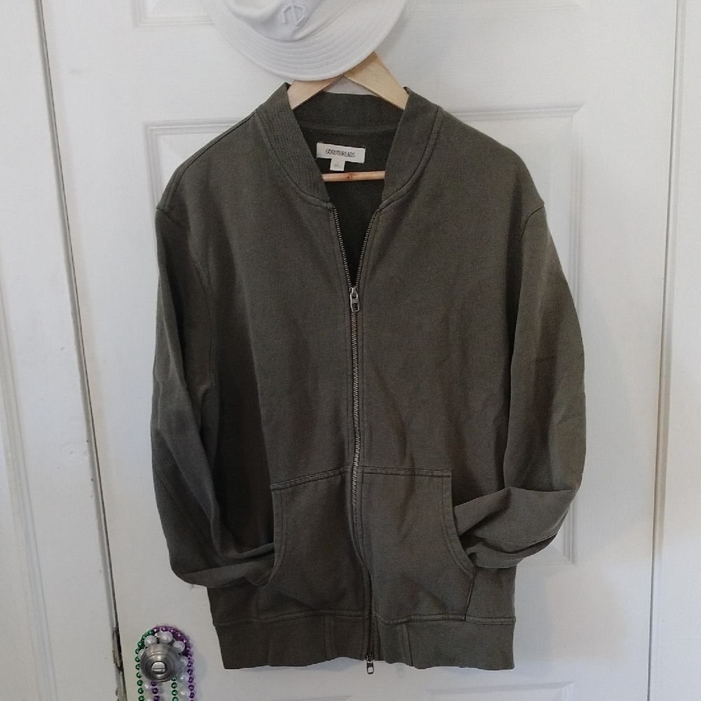 GoodThreads Men's Olive Green Zip-Up Sweater Sz L - Picture 5 of 7